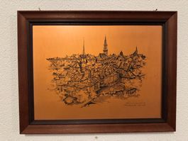 Kupferstich Bern mit Rahmen, handsigniert, vintage Deko!