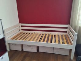 Flexa Bett weiss, mit 4 Schubladen - ideales Kinderbett