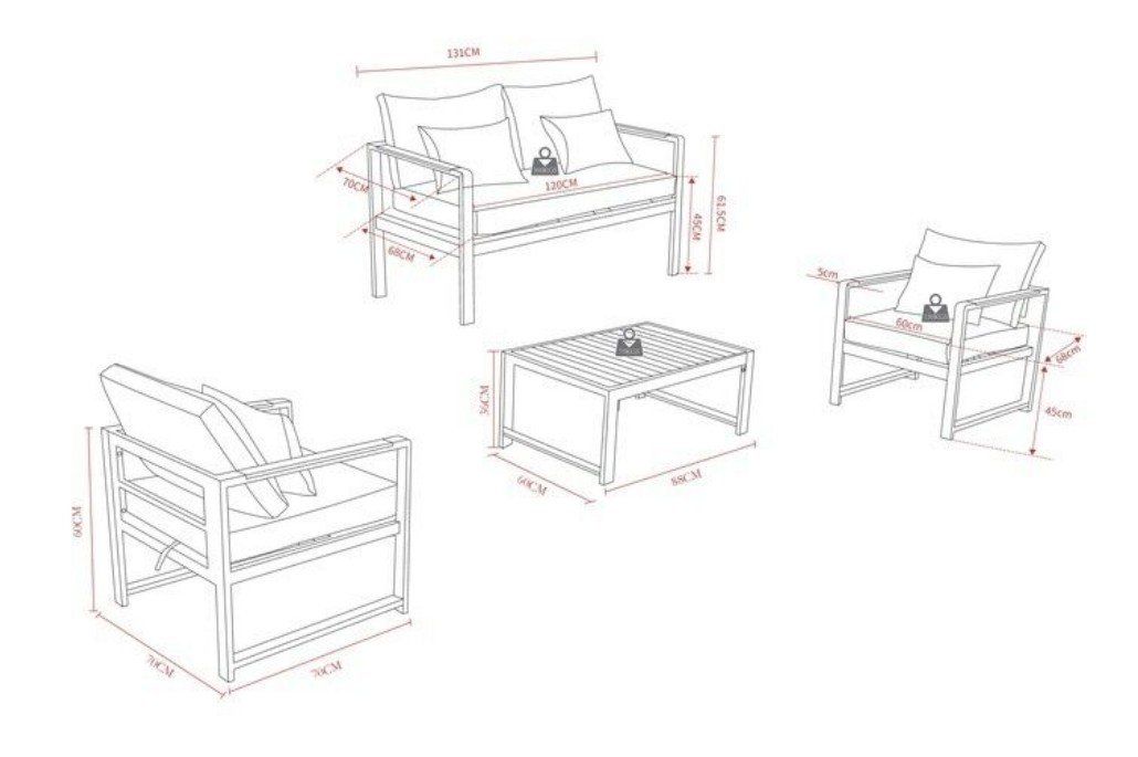 Tischset: Gartenlounge Noa, 4 Teilig mit Aluminiumgestell Anthrazit – Gebraucht aus Möhlin von MichaBS85 5