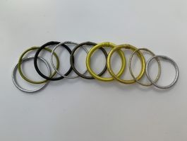 Armreifen als 9-er Set in Silber, Gold, Gelb, Grau, Grün