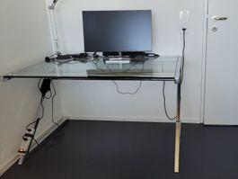 Schreibtisch Glas und Stahl von Interio