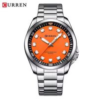 ⌚ Herrenuhr Armbanduhr Quarzuhr Orange Edelstahl Silber NEU