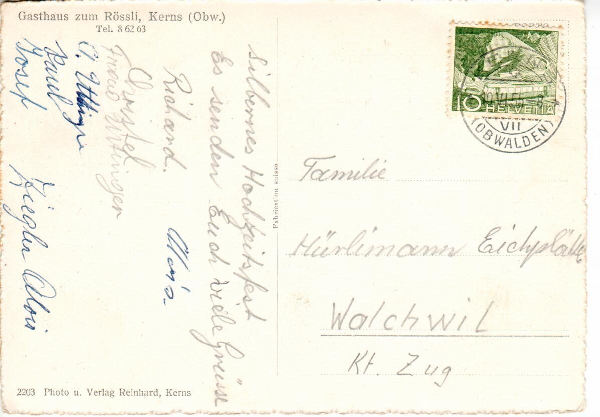 Cartoline postali: Gasthaus zum Rössli Kerns – Usato da Wolhusen venduto da Curver9 1
