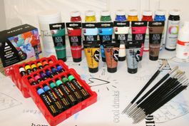 Acrylmalerei Material Konvolut, Keilrahmen und viel mehr