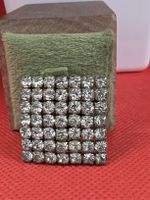 Brosche quadratisch mit Zirkonia silberfarben gebraucht
