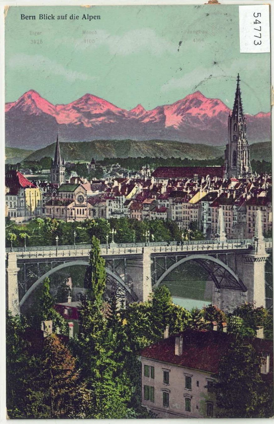 Cartoline postali: Bern - Blick auf die Alpen - Litho – Usato da Ettingen venduto da Kartenplanet