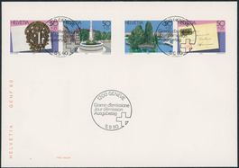 1990 - Helvetia Genève 90 - Zusammenhängende - FDC ET - Voll
