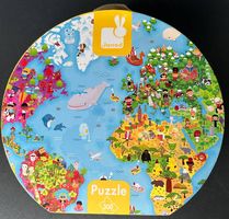 Valisette Puzzle géant 300 pièces Janod Carte du monde