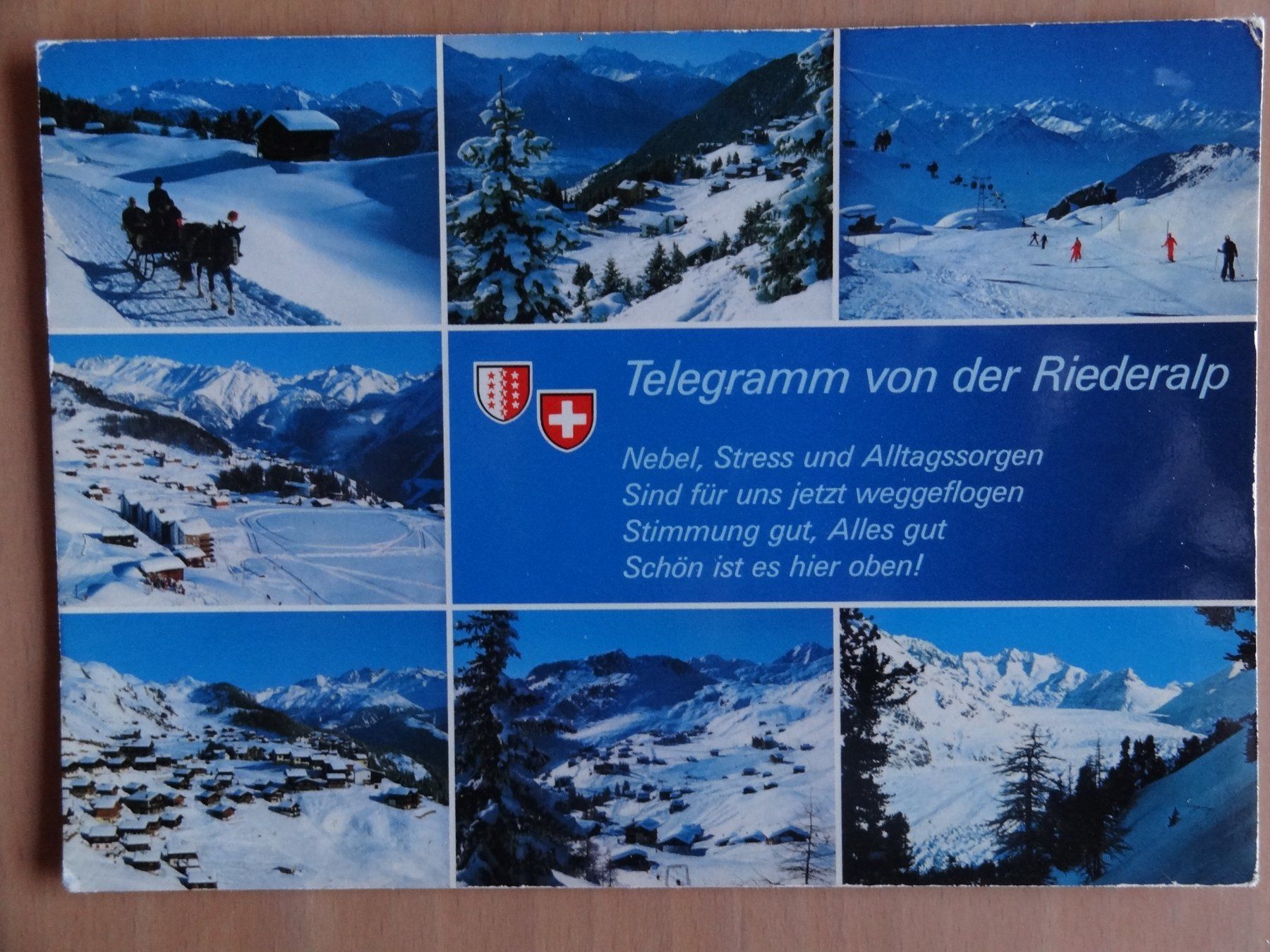 Cartoline postali: Riederalp - Wallis - Telegramm - 1983 – Usato da St Léonard venduto da Riglin