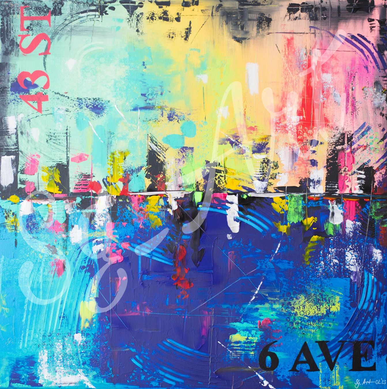Dipinti: Acrylbild abstrakt Skyline bunt Unikat – Nuovo e nell'imballaggio originale da Rheinau venduto da Sussel 1