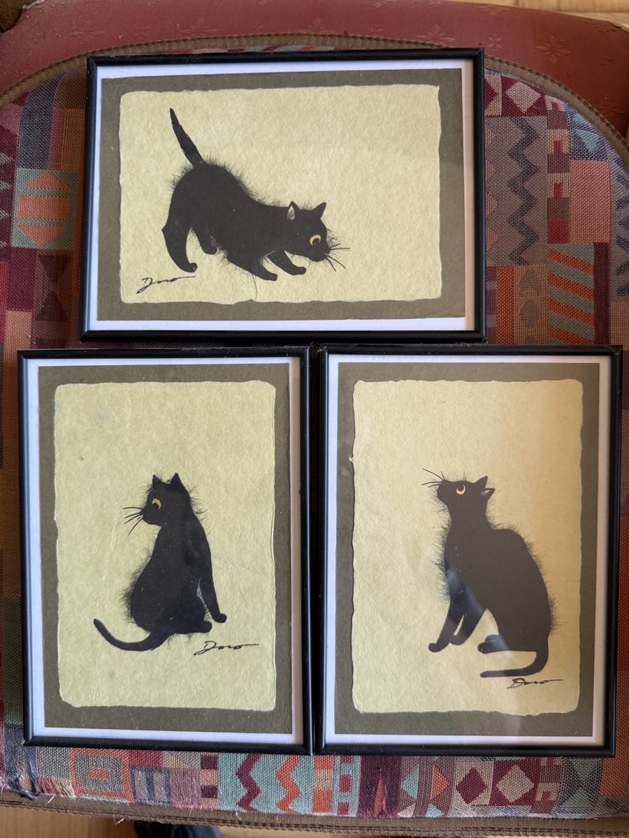 Dipinti: 3 découpages de chat encadrés au format 18.5 x 13.5 cm  – Usato da Clarens venduto da Gabi0062