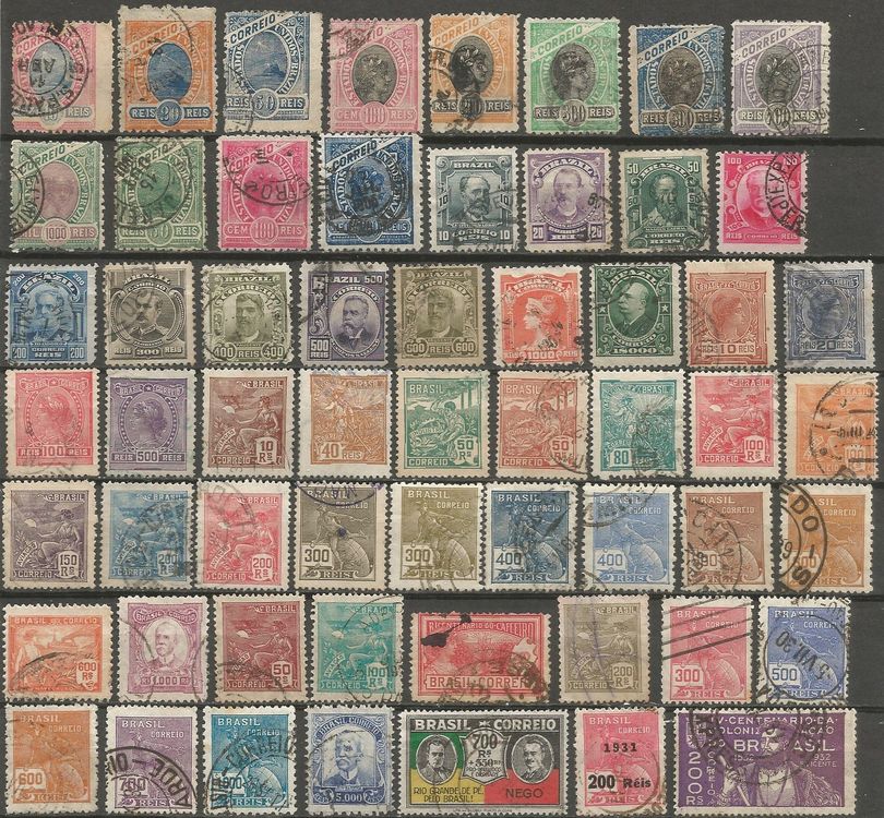 Lot De 8 Timbres Du Brésil Années 1800 - Anciens, Rares, Non Certifiés - Page D'album D'occasion