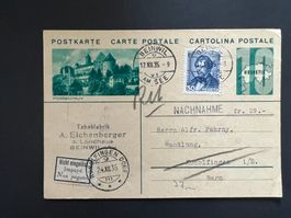 Postkarte Nachnahme Beinwil 1935 nicht eingelöst   (V615)