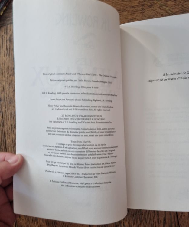 Les Animaux Fantastiques, texte du film, J.K. Rowling (D'occasion) à