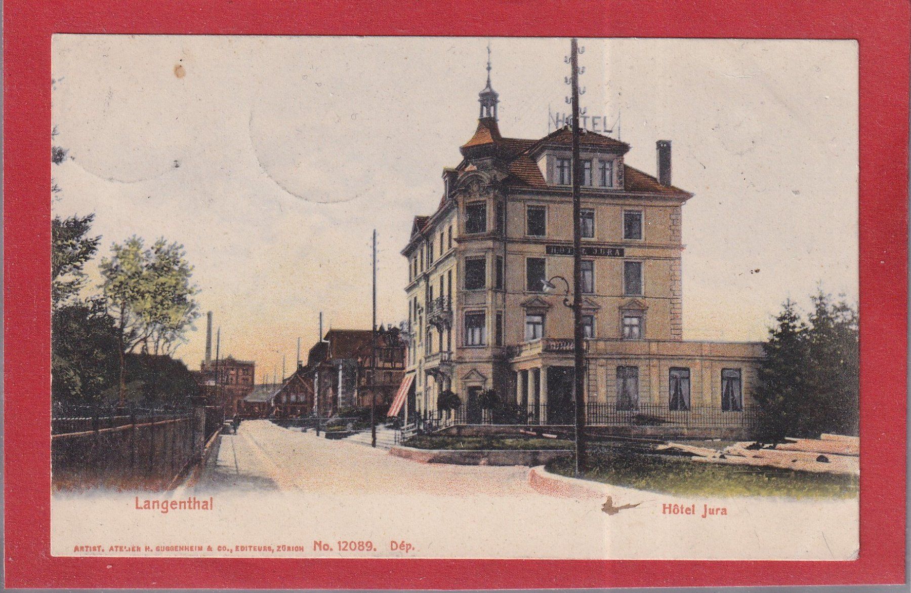 Cartoline postali: Langenthal - Hôtel Jura - 1905 – Usato da Orvin venduto da Pyaeschli
