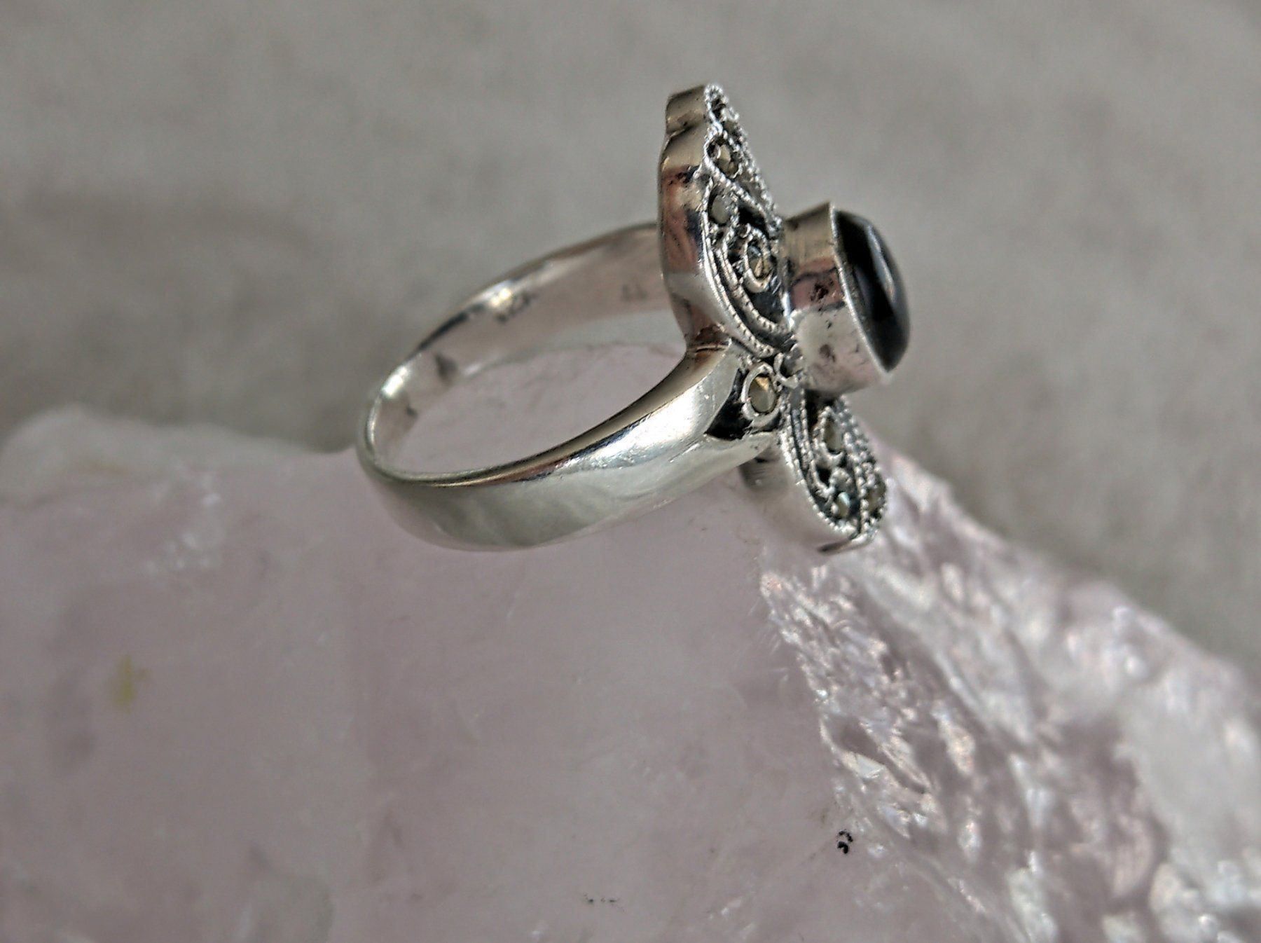 Anelli: Ring Silber 925 mit schwarzem Stein – Usato da Istighofen venduto da Ringparadies 2