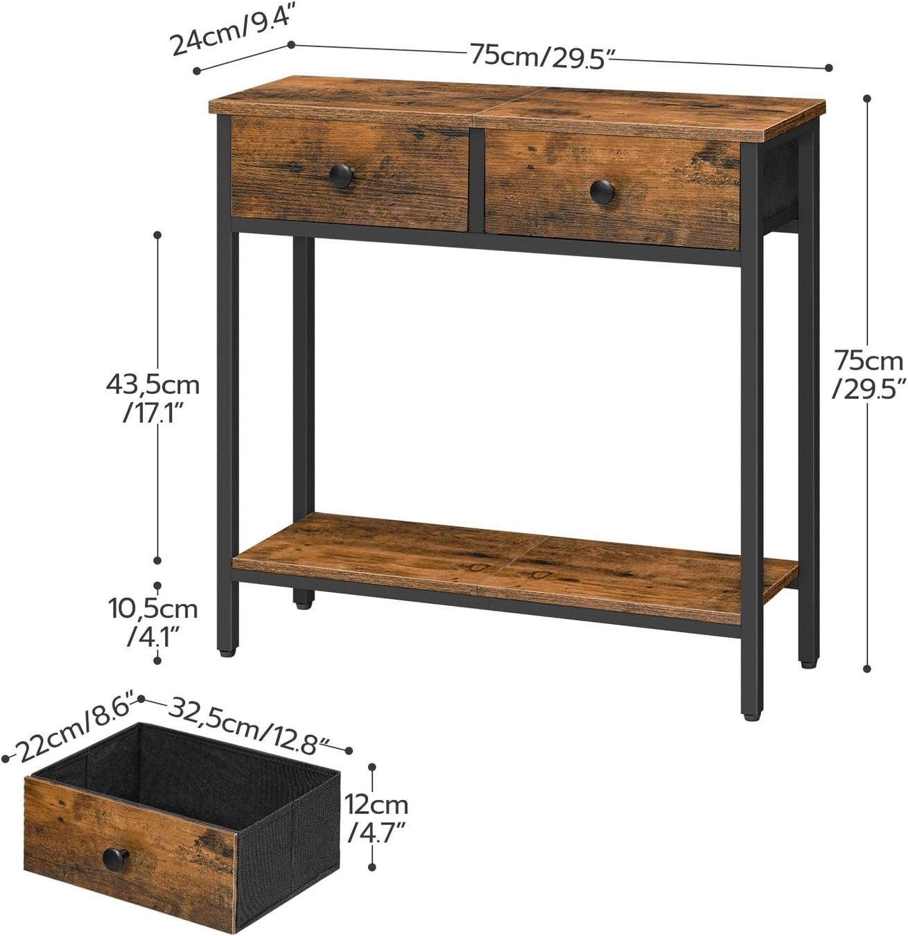 Tavoli: Konsolentisch schmal mit 2 Schubladen, schmaler Flurtisch – Nuovo e nell'imballaggio originale da Affoltern am Albis venduto da scrapbooking 2