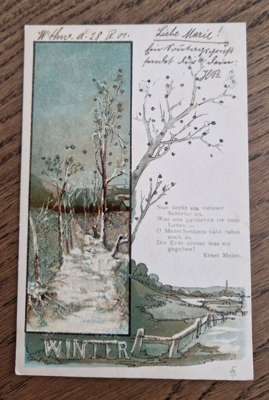 Cartoline postali: Winter, Kunstkarte, Winterthur 1902 – Usato da Ebikon venduto da Donar50