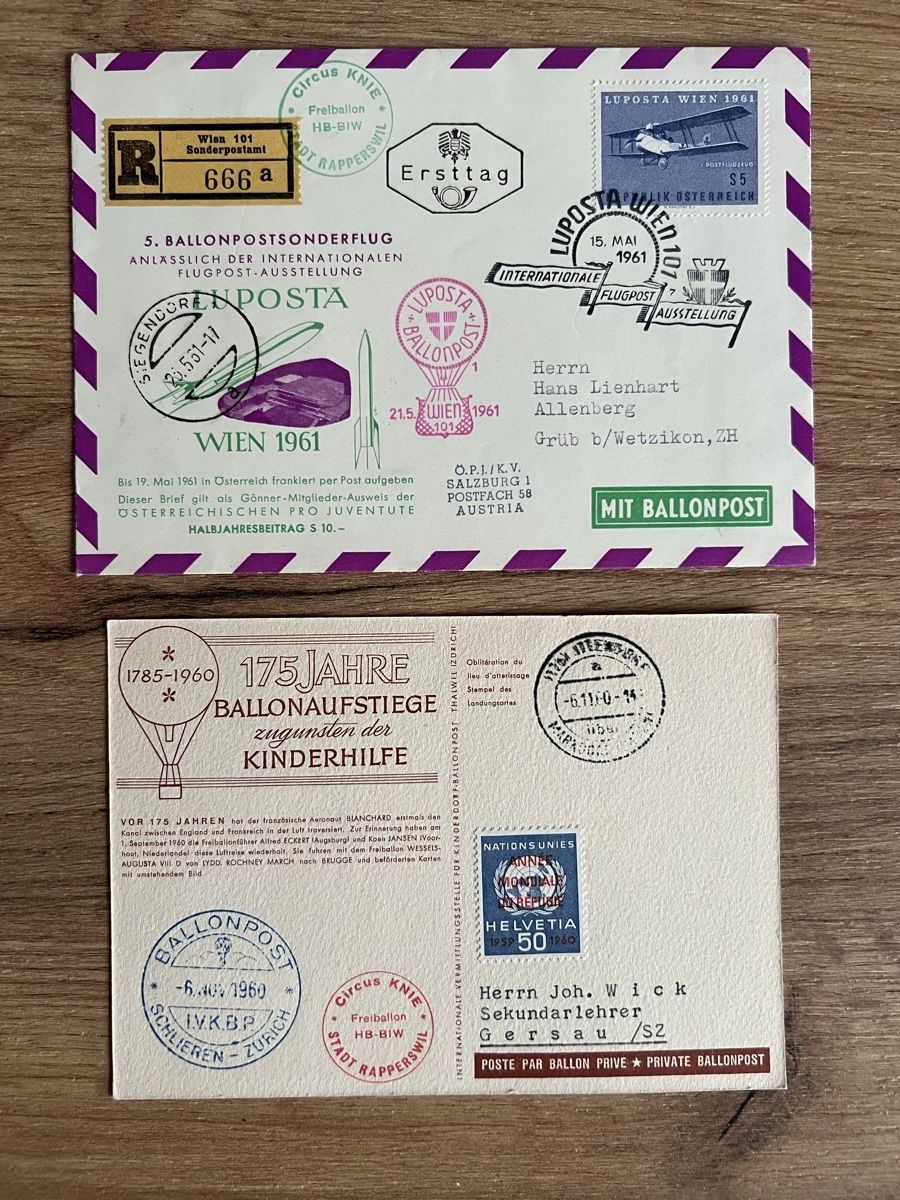 Alle Briefmarken: 26Stk. schöne Schweizer Ballon-Luftpost Belege – Gebraucht aus Braunau von Desil2511 4