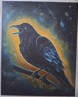 Originales Acrylgemälde «Rabe»  Handgemalt, 40×50 cm