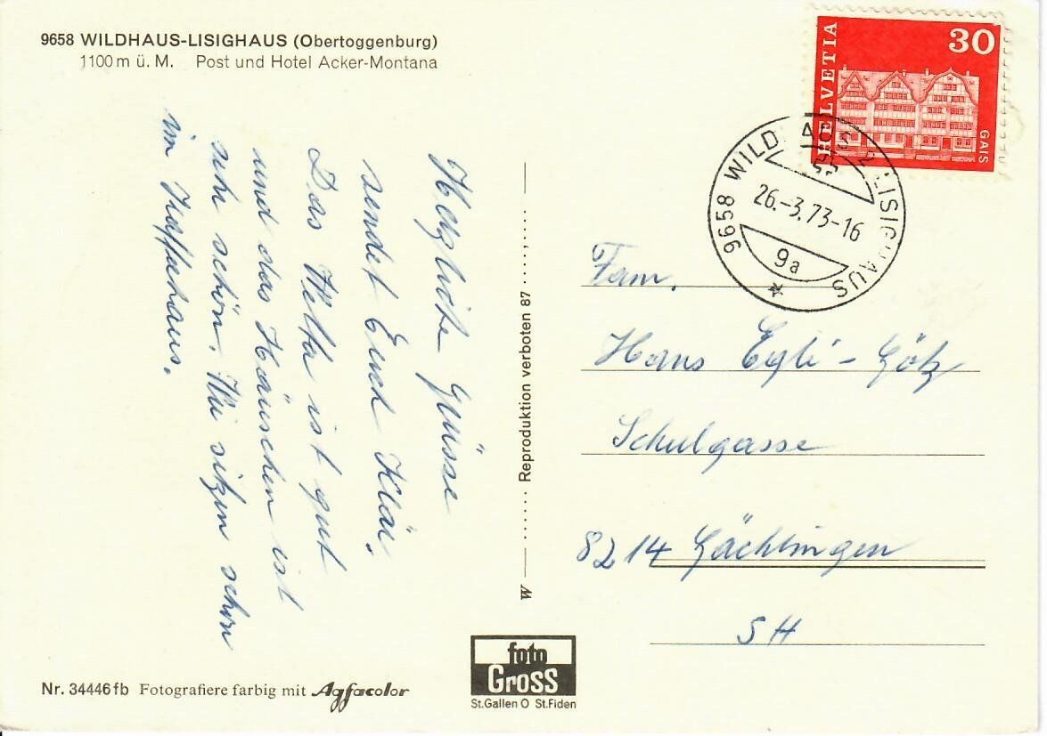 Cartoline postali: Wildhaus - Lisighaus – Usato da Hochdorf venduto da Ziegel-16 1