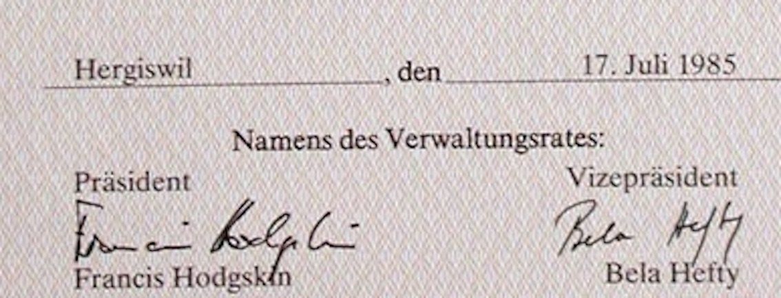 Documenti: Hygolet AG Hergiswil - 1985 – Usato da Solothurn venduto da Sgasche 1