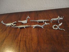 Mini Tierfiguren Metall Afrika-Safari Set 7 Stk. Dekoration
