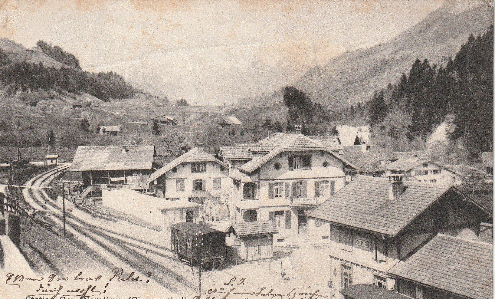 Ansichtskarten: Ansichtskarte Bahnhof Oey - Diemtigen  Simmenthal 1905 – Gebraucht aus Rupperswil von Ema10