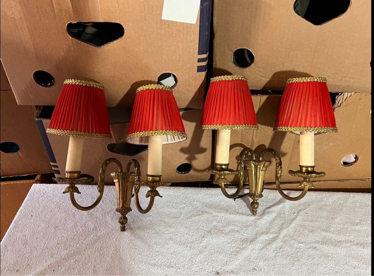 Lampade: Wunderschöne vintage Messing Wandlampe zweiarmige – Usato da Trasadingen venduto da Kaffee.mann 2