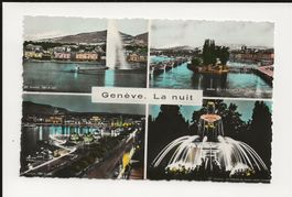 AK ca.1950 Geneve - La nuit  4 Bilder Karte