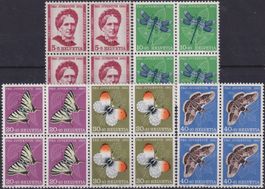 1951, Pro Juventute J138-J142 4er-Blöcke Satz **. Kat: 60.-+
