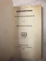 "Description topographique de la juridiction de Neuchâtel"