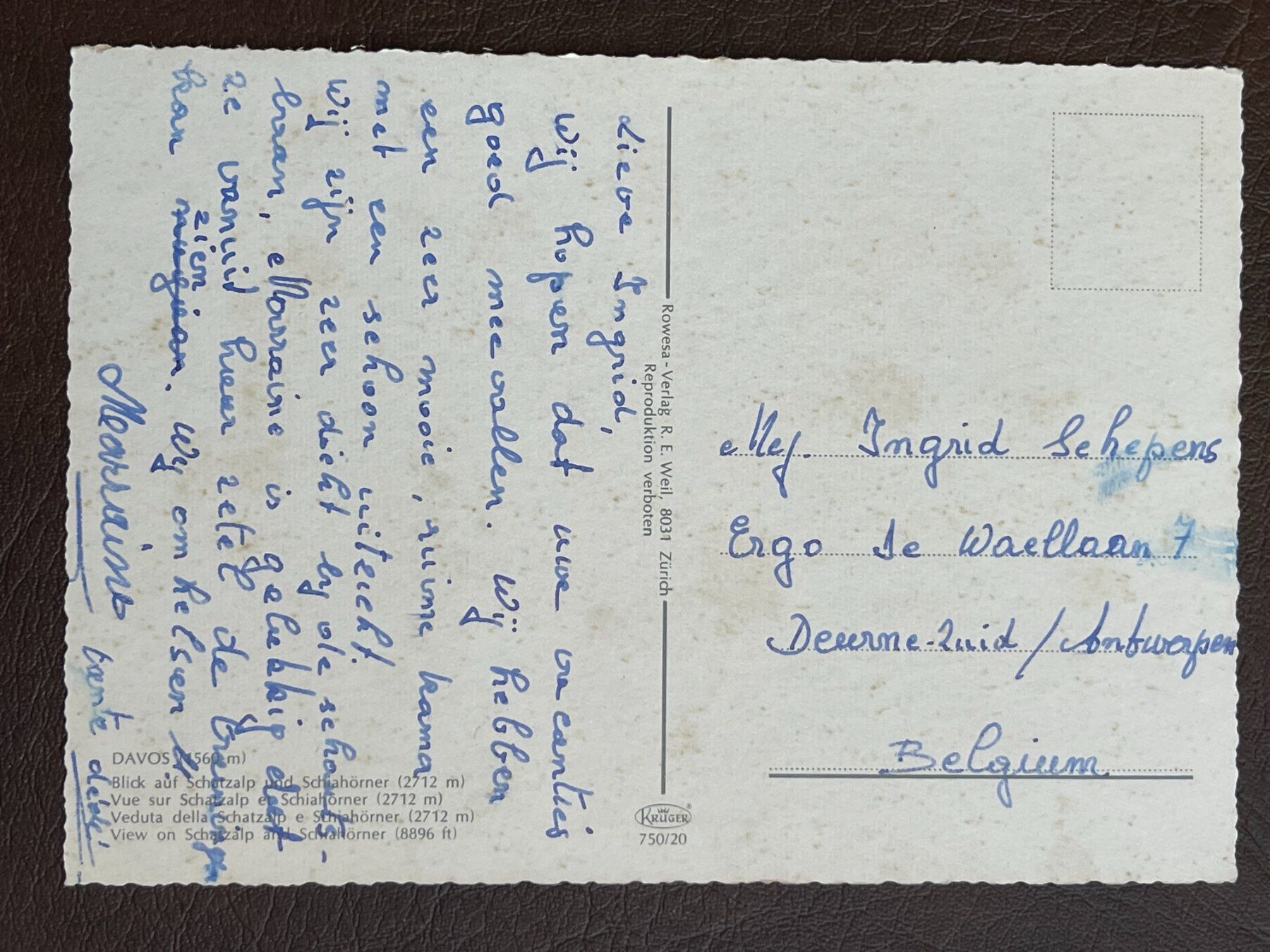 Cartoline postali: Davos mit Blick gegen Tinzenhorn – Usato da Steg VS venduto da danwer74 1