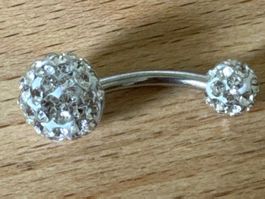 Belly Button Ring with Rhinestones - Body Piercing - NEW