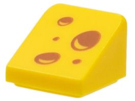 1x Stück LEGO Slope 30 / 1x1x2/3 (Swiss Cheese) Bedruckt