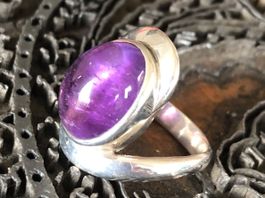 AMETHYST Cabochon Zambia 🇿🇲 in Silberring !!!  Grösse: 58