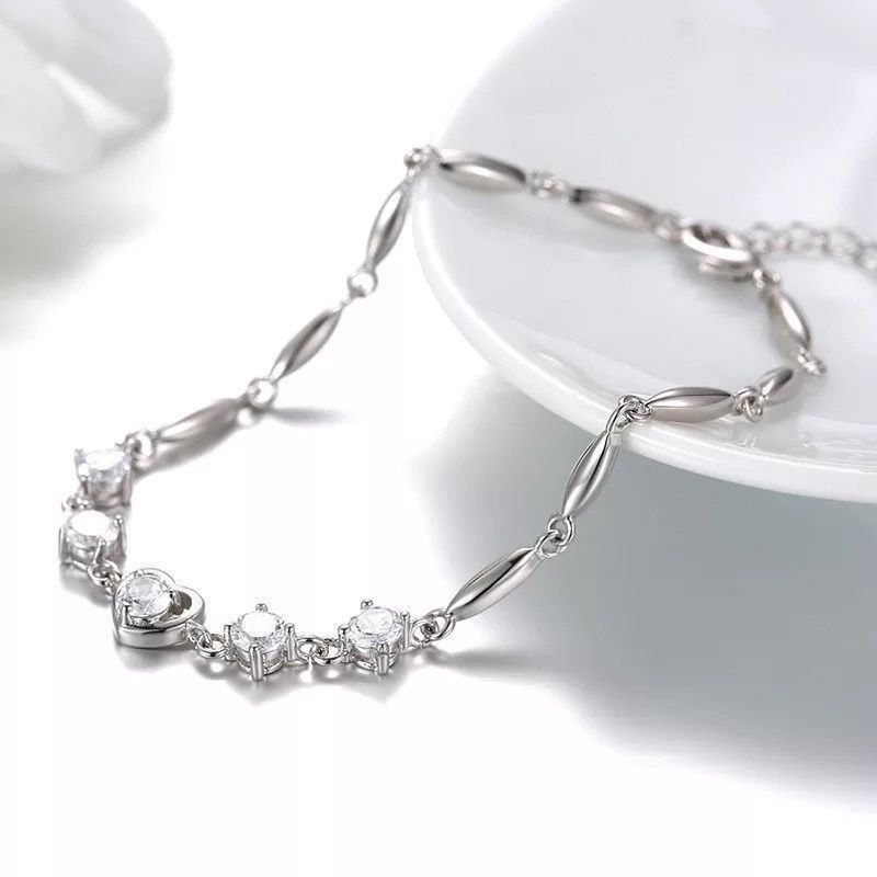 Bracciali & Braccialetti: silber armkette mit herz und stein – Nuovo e nell'imballaggio originale da St. Gallen venduto da yatoot26 1