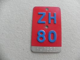 Velonummer Velo Rad ZH 1980 Zürich 80 Nummer Geschenk Bike