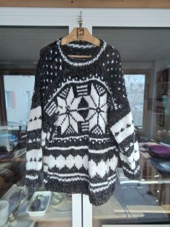 Warmer Winterpullover, Handgestrickt Gr.L/XL Selbstgestrickt