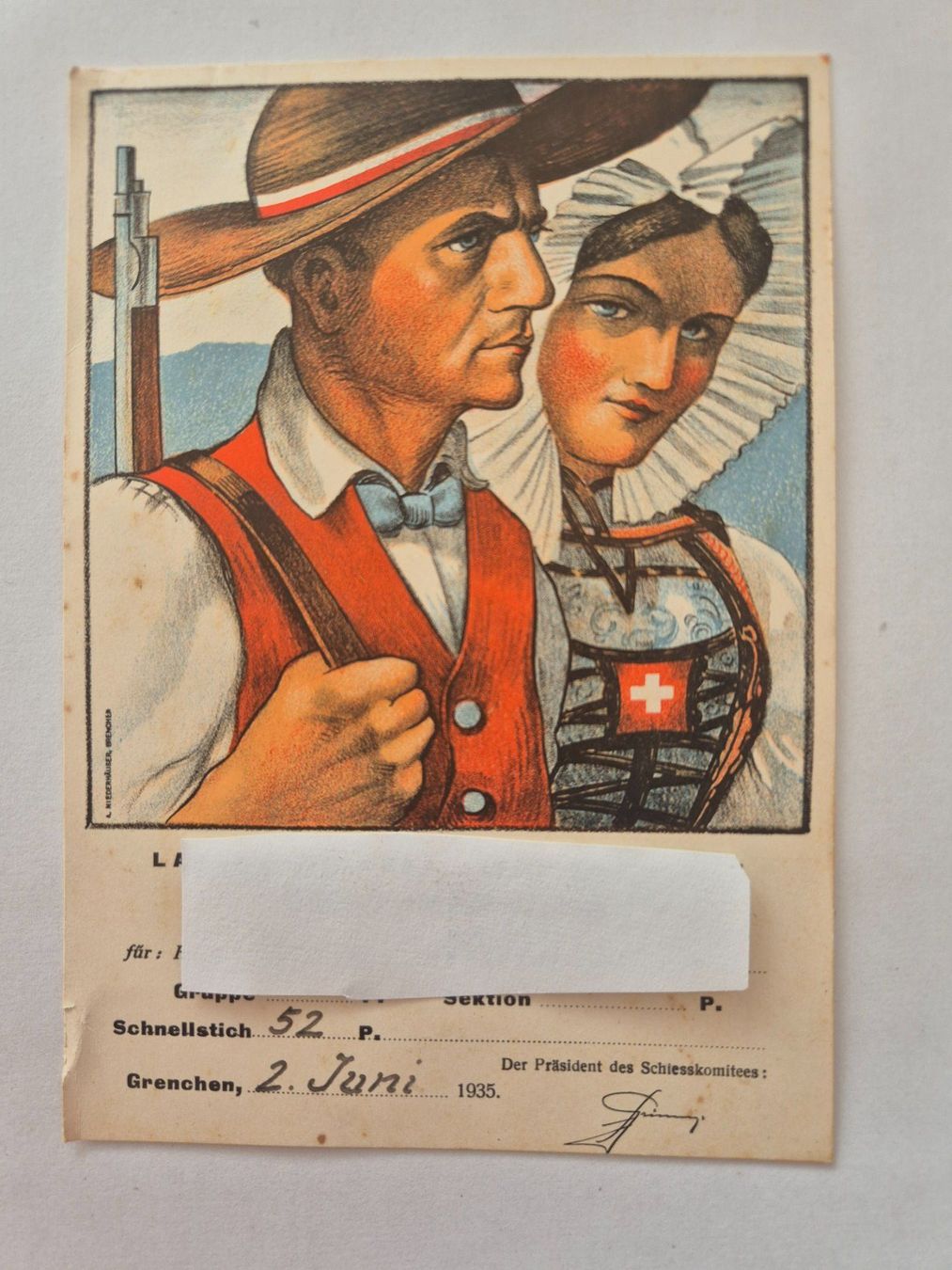 Cartoline: Ehrenmeldung, Schiessplatz Grenchen 1935 – Usato da Langendorf venduto da zvonu161