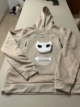 🐱 Kapuzenpulli für Katzenhalter | Beige | Gr. M |