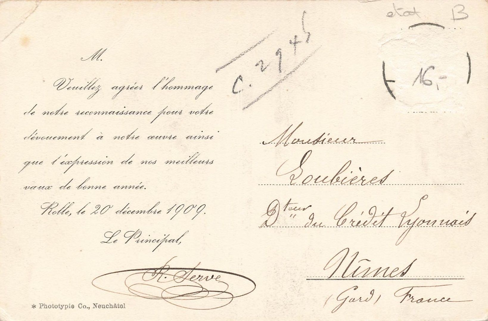 Cartes postales: Rolle VD Handelsinstitut – D'occasion à Biasca par Blenio71 1