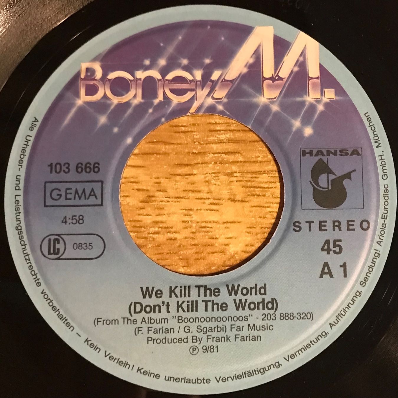 Schallplatten: BONEY M. - WE KILL THE WORLD – Gebraucht aus Bussigny von  2