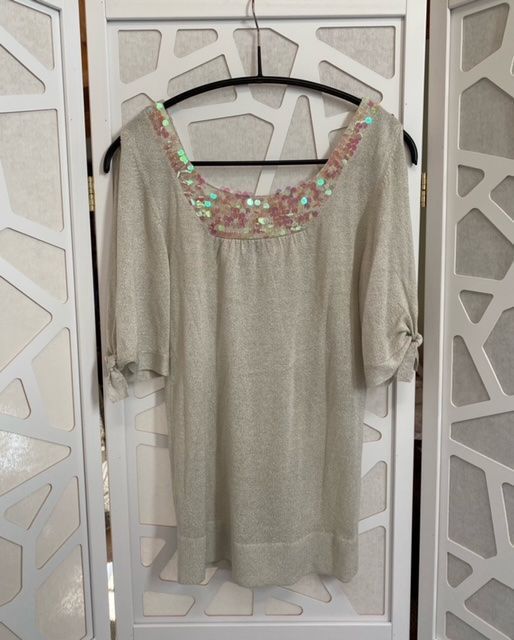 Topshop Tops: Joli haut 'Topshop' argenté, S – Gebraucht aus Grund b. Gstaad von PlageNeige 1