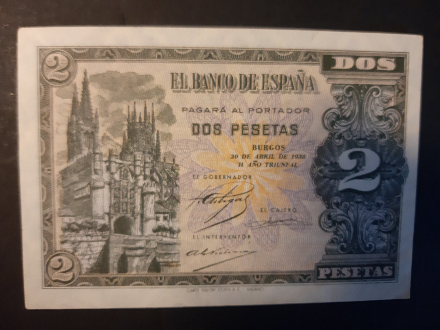 Banconote: Spanien 2 Pesetas 1938 - selten 99 % UNC – Nuovo (secondo la descrizione) da Bern venduto da scottie3014