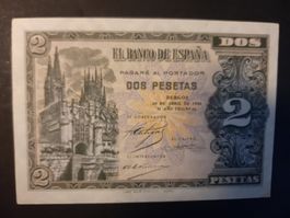Spanien 2 Pesetas 1938 - selten 99 % UNC