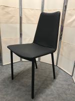 6 Stühle LUINO Leder schwarz Beine Stahl schwarz