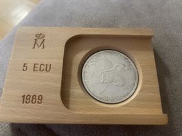 5 ECU Silbermünze, Spanien 1989 33.62g 925er Silber Holzbox
