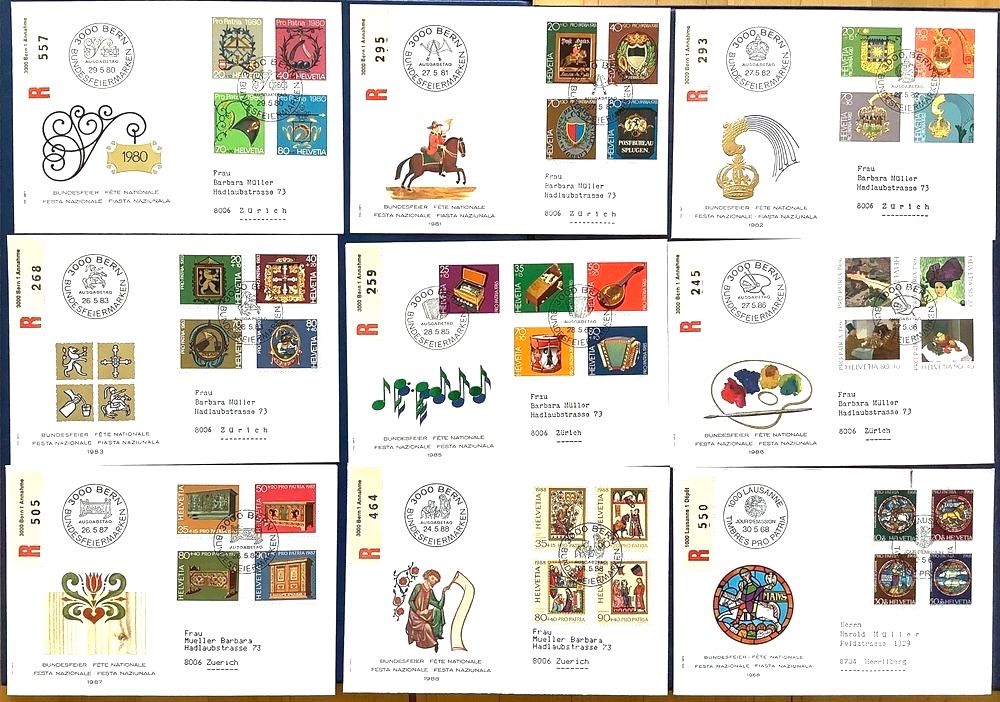 Tutti i francobolli: 1968 - 88 -  Pro Patria Div. R - FDC Kompl. Sätze – Nuovo (secondo la descrizione) da Liestal venduto da Pep3