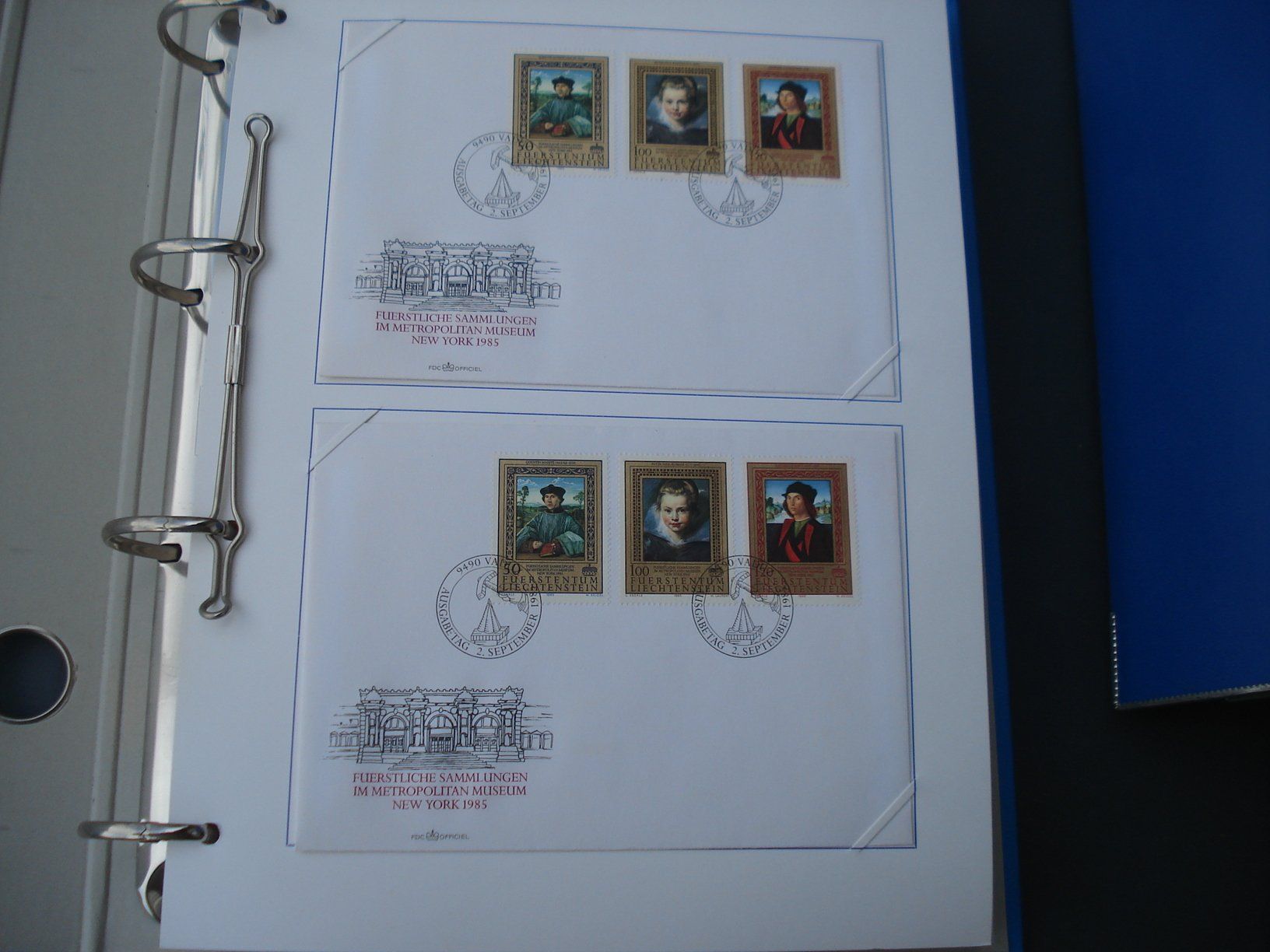 Alle Briefmarken: Ordner mit FDC Liechtenstein, 1985-2000, Satz, Einzel, 4erbl – Gebraucht aus Niederwil AG von morostahu 1